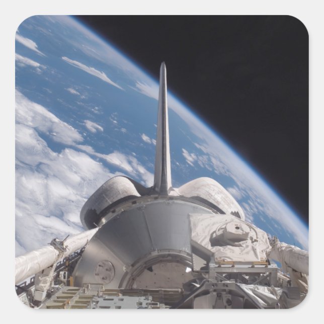 Pegatina Cuadrada Descubrimiento del transbordador espacial retroced (Anverso)