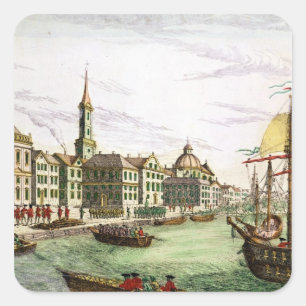 Pegatina Cuadrada Desembarco de tropas inglesas