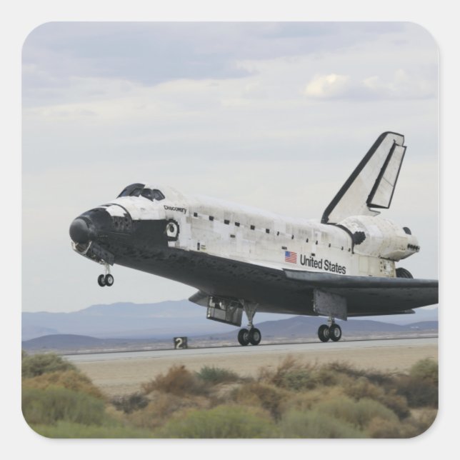 Pegatina Cuadrada Desembarco principal del transbordador espacial Di (Anverso)