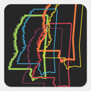 Pegatina Cuadrada desenfoque del orgullo de mississippi