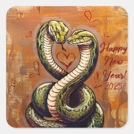 Pegatina Cuadrada Deseos de Año Nuevo por la serpiente de madera 202
