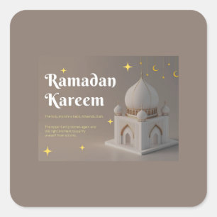 Pegatina Cuadrada Deseos de Ramadan con elegante caligrafía árabe