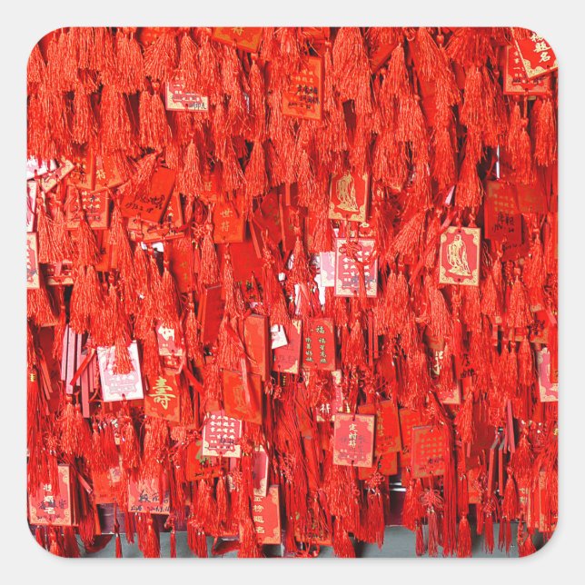 Pegatina Cuadrada Deseos rojos (Anverso)