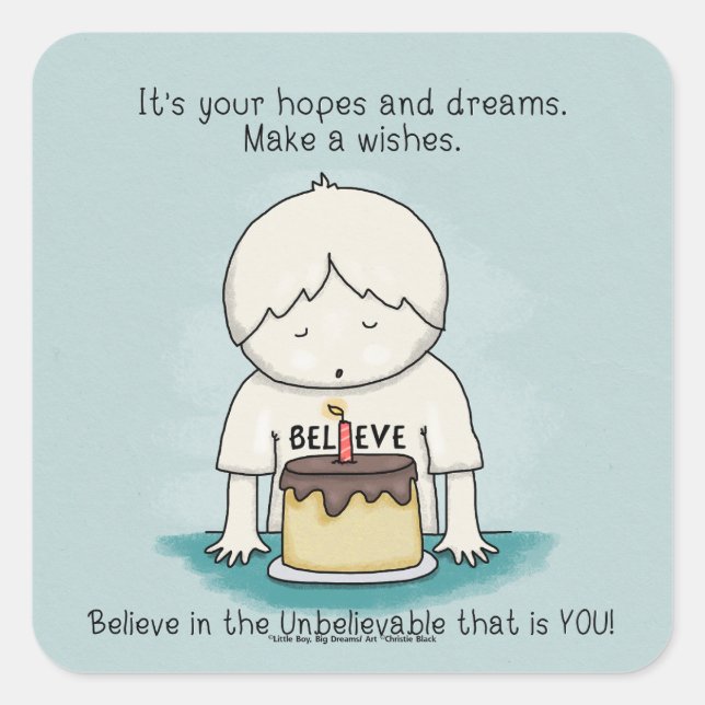 Pegatina Cuadrada Deseos son esperanzas y sueños (Anverso)