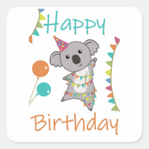 Pegatina Cuadrada Deseos Únicos De Cumpleaños Feliz Cumpleaños Para