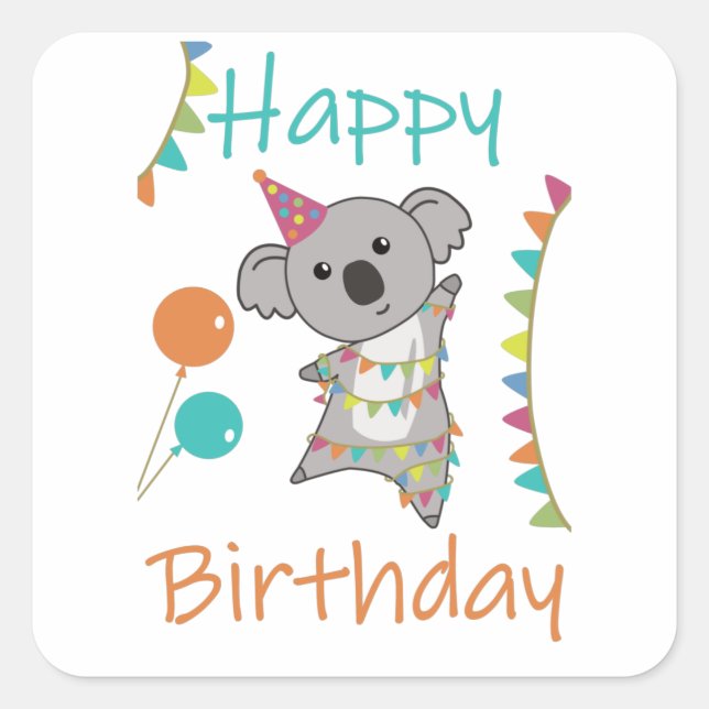 Pegatina Cuadrada Deseos Únicos De Cumpleaños Feliz Cumpleaños Para  (Anverso)