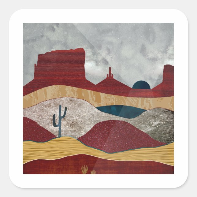 Pegatina Cuadrada Desert Sunrise (Anverso)
