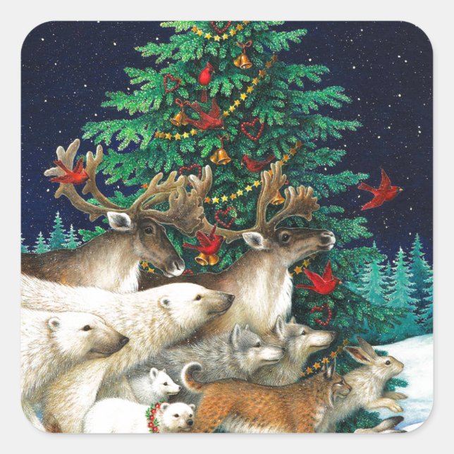 Pegatina Cuadrada Desfile de navidades (Anverso)