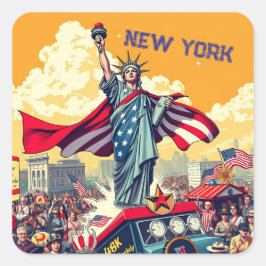 Pegatina Cuadrada Desfile Patriótico por la Libertad - Vintage 4 de