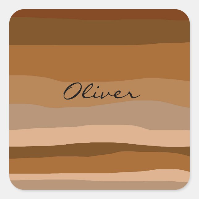 Pegatina Cuadrada Desierto moderno de tono terrestre (Anverso)