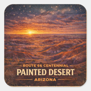 Pegatina Cuadrada Desierto Pintado Amanecer del Centenario Arizona