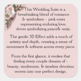 Pegatina Cuadrada Design Pink Roses & Doves