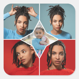 Pegatina Cuadrada Design Your Own 5 Photo Collage