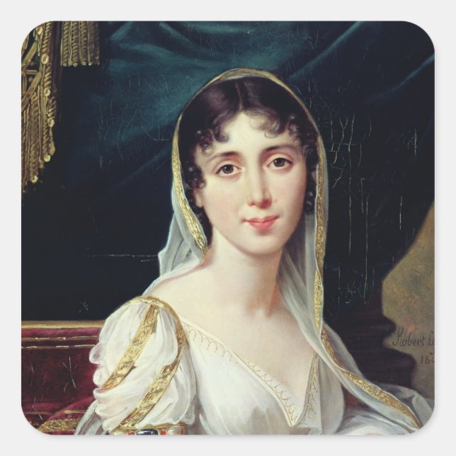 Pegatina Cuadrada Desiree Clary Queen de Suecia, 1807 (Anverso)