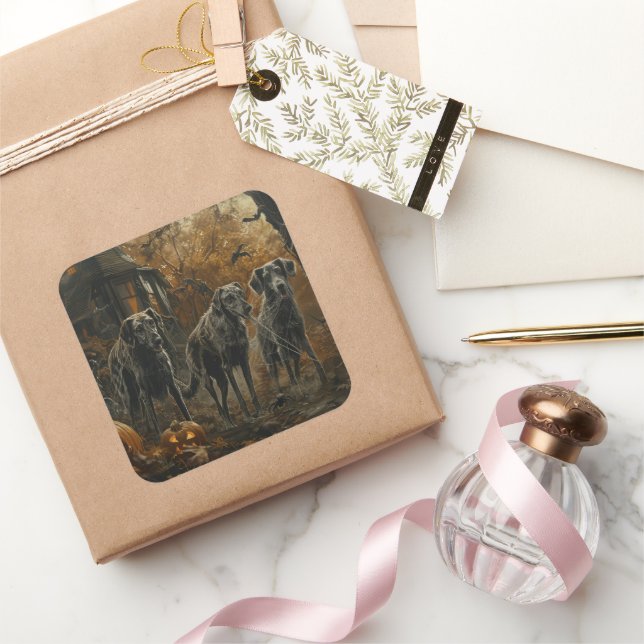 Pegatina Cuadrada Deslumbramiento nocturno de Halloween en Afganistá (Regalar)