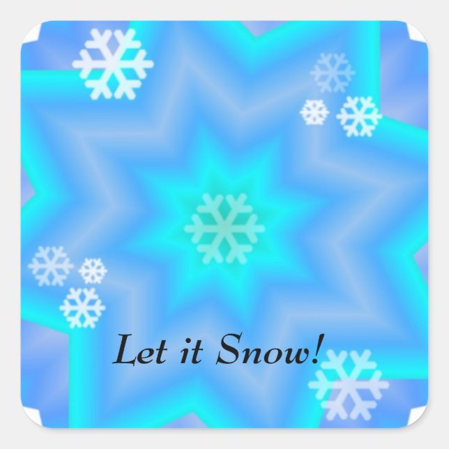 Pegatina Cuadrada Deslumbrantes copos de nieve (Anverso)