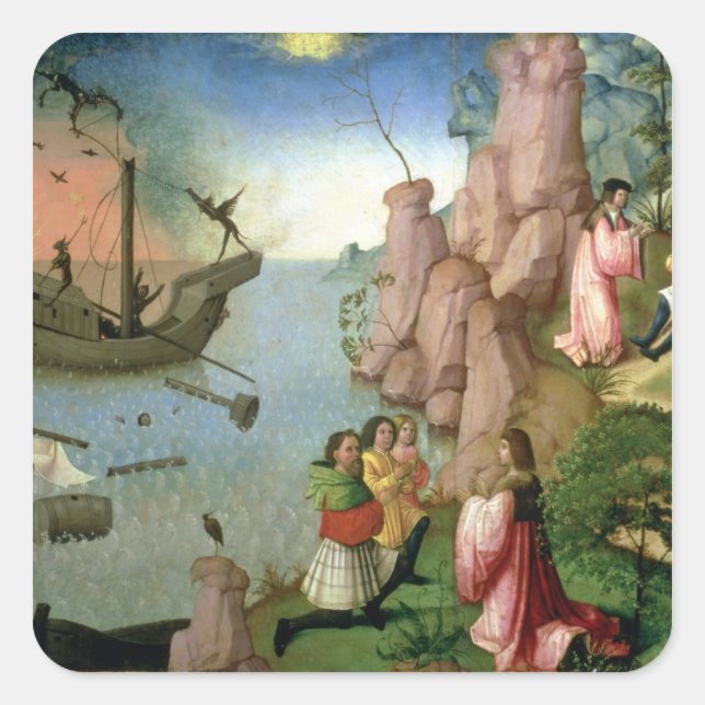 Pegatina Cuadrada Desorden marítimo causado por los demonios (Anverso)