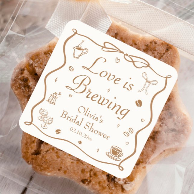 Pegatina Cuadrada Despedida de Soltera Amor en Infusión  (Subido por el creador)