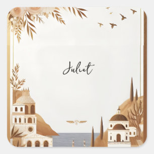 Pegatina Cuadrada Despedida de Soltera Casual Sorrento Café Italiano