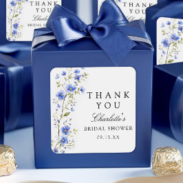 Pegatina Cuadrada Despedida de Soltera con Flores de Acuarela