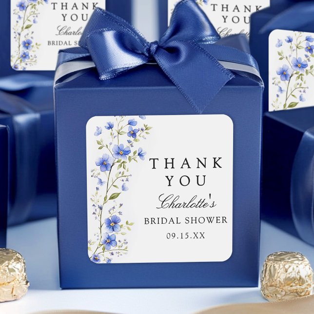 Pegatina Cuadrada Despedida de Soltera con Flores de Acuarela (Subido por el creador)