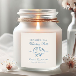 Pegatina Cuadrada Despedida de Soltera Conchas Marinas y Campanas de