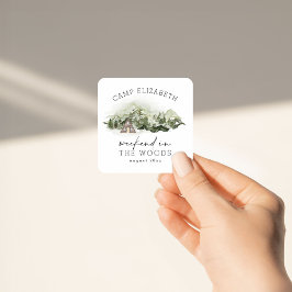 Pegatina Cuadrada Despedida de soltera de camping en el bosque