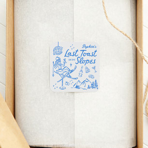 Pegatina Cuadrada Despedida de soltera de esquí: último brindis en l