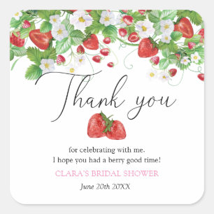 Pegatina Cuadrada Despedida de soltera de fresa