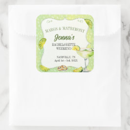 Pegatina Cuadrada Despedida de soltera de Margs y Matrimonio