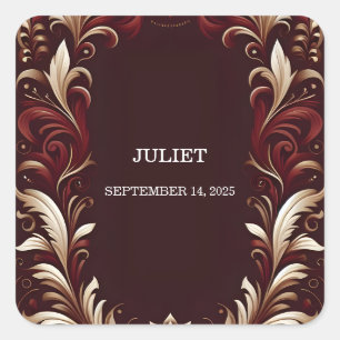 Pegatina Cuadrada Despedida de Soltera Española Rústica y Audaz