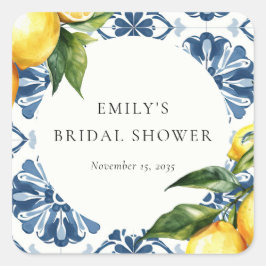 Pegatina Cuadrada Despedida de soltera italiana Positano con limón