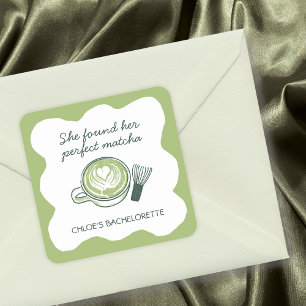 Pegatina Cuadrada Despedida de Soltera Perfecta de Té Verde Matcha