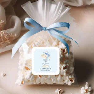 Pegatina Cuadrada Despedida de Soltera Pétalos Azules y Prosecco