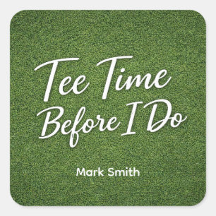 Pegatina Cuadrada Despedida de soltero de golf en el green