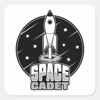 Pegatina Cuadrada Despegar con estilo con nuestro cohete retro