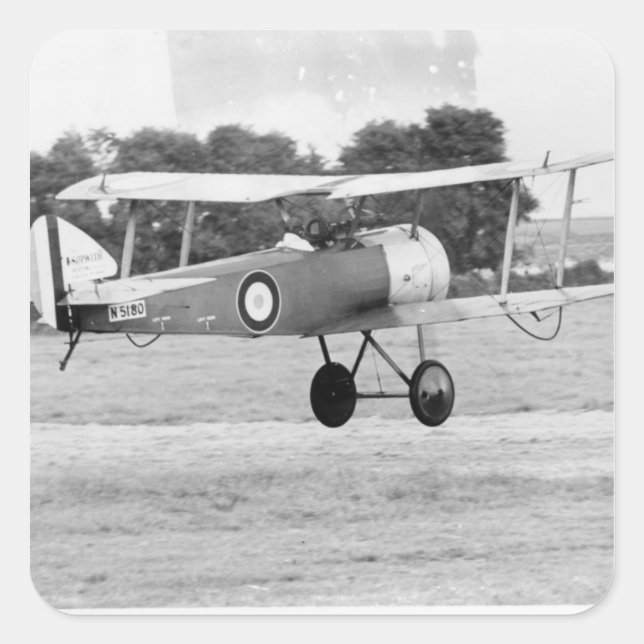 Pegatina Cuadrada Despegue de la aeronave Sopwith (Anverso)