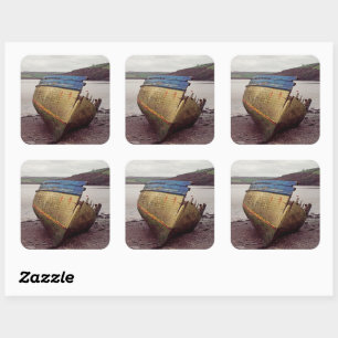 Pegatina Cuadrada Desperdicio de barco