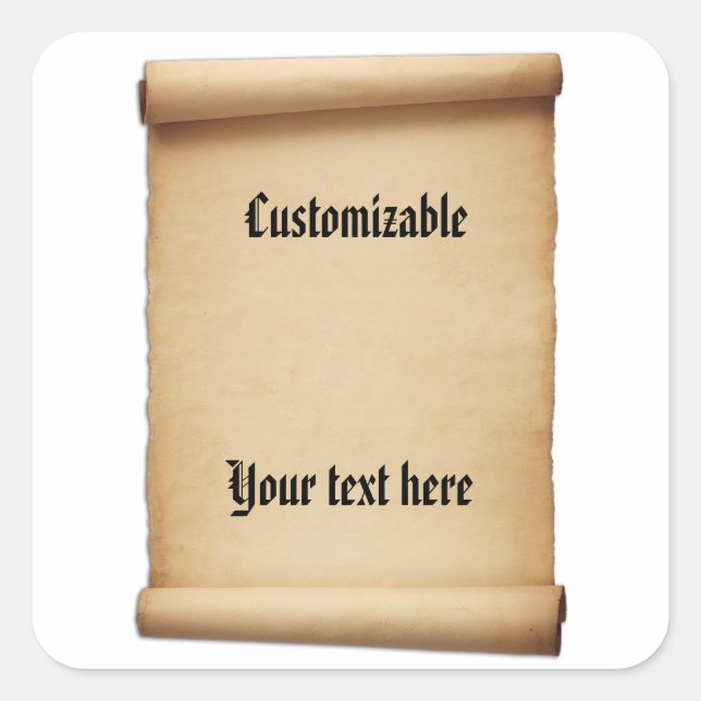 Pegatina Cuadrada Desplazamiento de Proclamación de pergamino (Anverso)