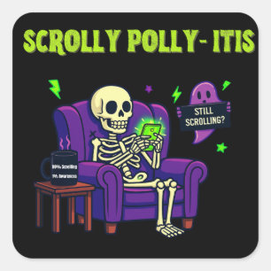 Pegatina Cuadrada Desplazamiento Polly-Itis - 99% Contenido, 1% Conc