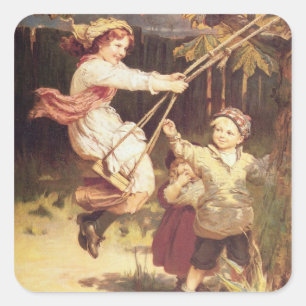 Pegatina Cuadrada Después de escuela