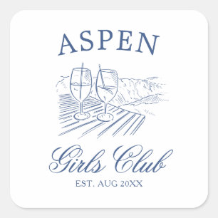 Pegatina Cuadrada Después de esquiar con la novia para estar fin de 