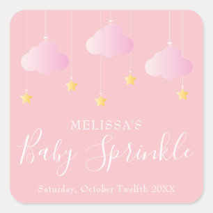 Pegatina Cuadrada Destello sprinkle pequeña estrella baby shower ros