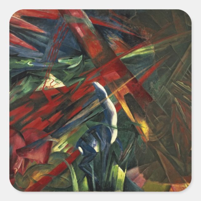 Pegatina Cuadrada Destino de los animales, 1913 (Anverso)