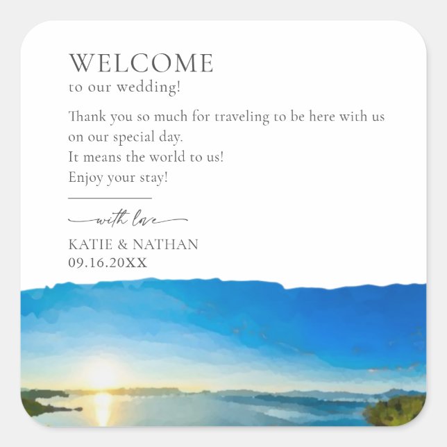 Pegatina Cuadrada Destino de North Lake Tahoe (Anverso)