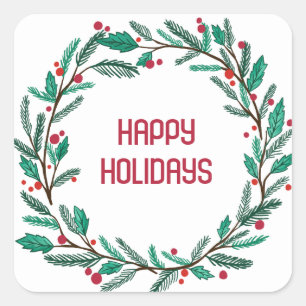 Pegatina Cuadrada Destituyen la festividad a mano de los navidades W