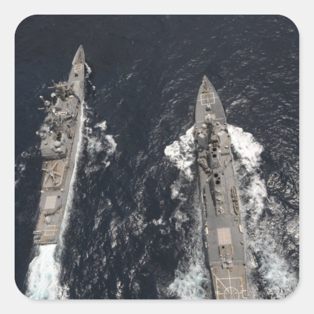 Pegatina Cuadrada Destructor de misiles guiados USS Gridley (Anverso)