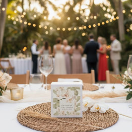 Pegatina Cuadrada Detalle de agradecimiento de boda del Jardín Botán
