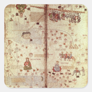 Pegatina Cuadrada Detalle de Asia del catalán