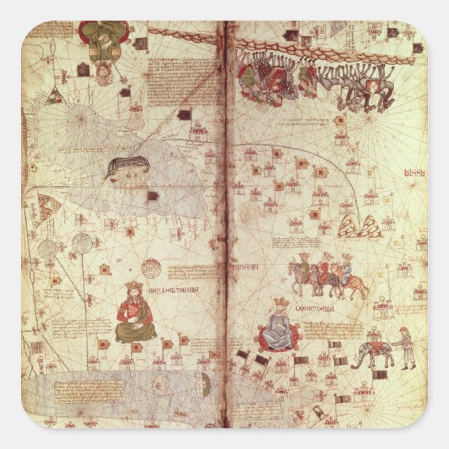Pegatina Cuadrada Detalle de Asia desde el catalán (Anverso)
